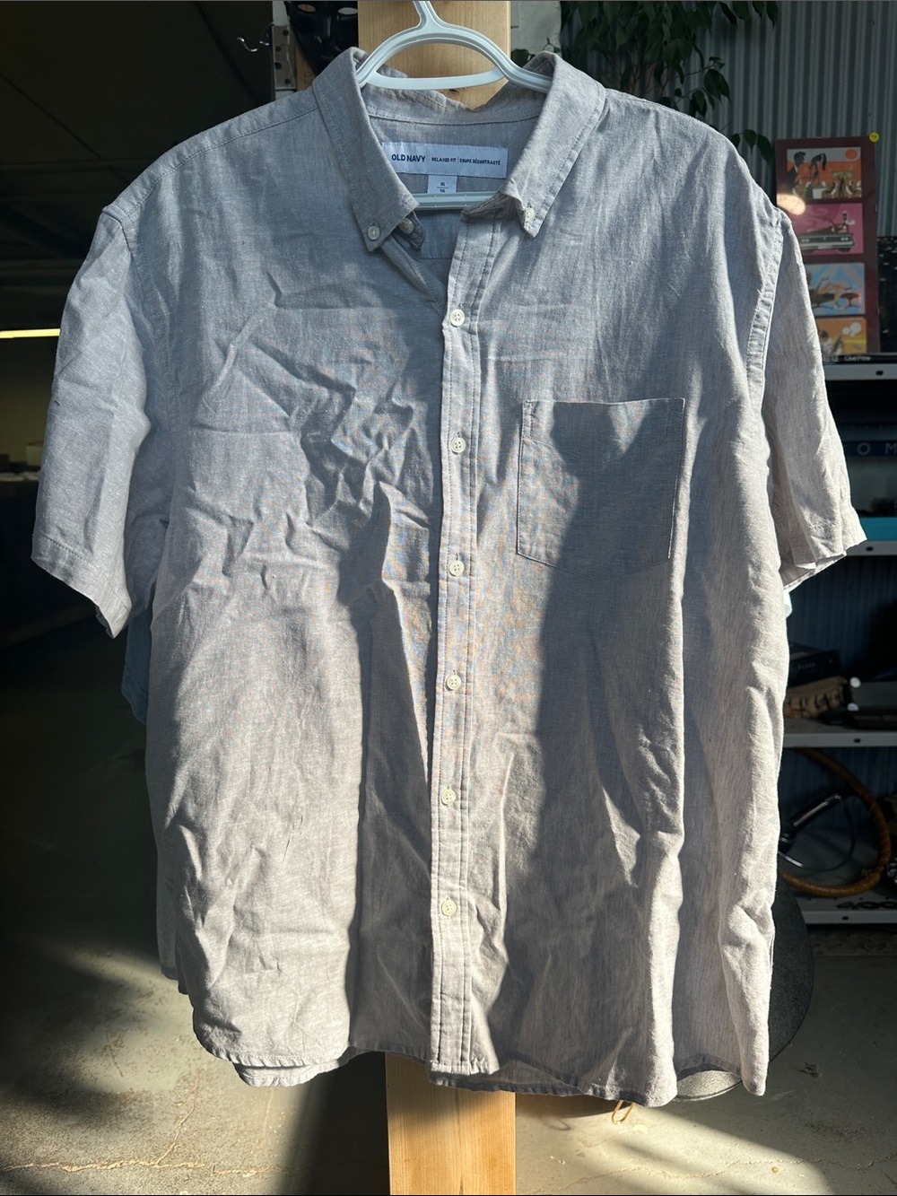 Old Navy Men's Relaxed Button-Down Shirt in Light Taupe